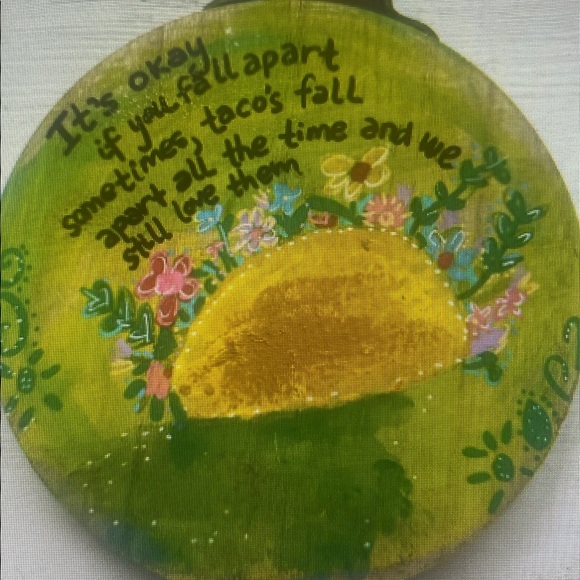 Meet the Posher Other - Hand-Painted Green and Yellow Taco Art